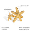 Unisex Ocean Breeze Style Stainless Steel Opening Ring With Geometric Shape Pvd Furnace Vacuum Real Gold Plated