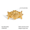 Unisex Ocean Breeze Style Stainless Steel Opening Ring With Geometric Shape Pvd Furnace Vacuum Real Gold Plated