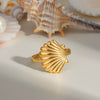 Unisex Ocean Breeze Style Stainless Steel Opening Ring With Geometric Shape Pvd Furnace Vacuum Real Gold Plated