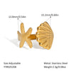 Unisex Ocean Breeze Style Stainless Steel Opening Ring With Geometric Shape Pvd Furnace Vacuum Real Gold Plated