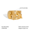Unisex Ocean Breeze Style Stainless Steel Opening Ring With Geometric Shape Pvd Furnace Vacuum Real Gold Plated