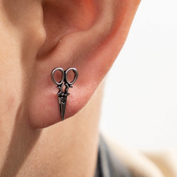 Unisex Piercing Titanium Steel Casting And Polishing Key Scissors Ear Studs