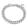 Unisex Polished Stainless Steel Cuban Link Bracelet With Wave Pattern Simple Trendy Jewelry