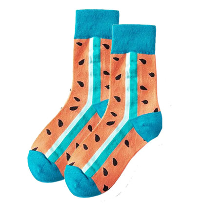 Unisex Preppy Style Color Block Fruit Cotton Crew Socks A Pair