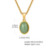 Unisex Retro Fashion Jewelry Stainless Steel Geometric Oval Natural Stone Pendant Necklace