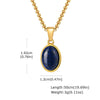 Unisex Retro Fashion Jewelry Stainless Steel Geometric Oval Natural Stone Pendant Necklace