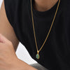 Unisex Retro Fashion Jewelry Stainless Steel Geometric Oval Natural Stone Pendant Necklace
