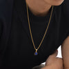 Unisex Retro Fashion Jewelry Stainless Steel Geometric Oval Natural Stone Pendant Necklace
