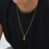 Unisex Retro Fashion Jewelry Stainless Steel Geometric Oval Natural Stone Pendant Necklace