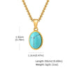 Unisex Retro Fashion Jewelry Stainless Steel Geometric Oval Natural Stone Pendant Necklace