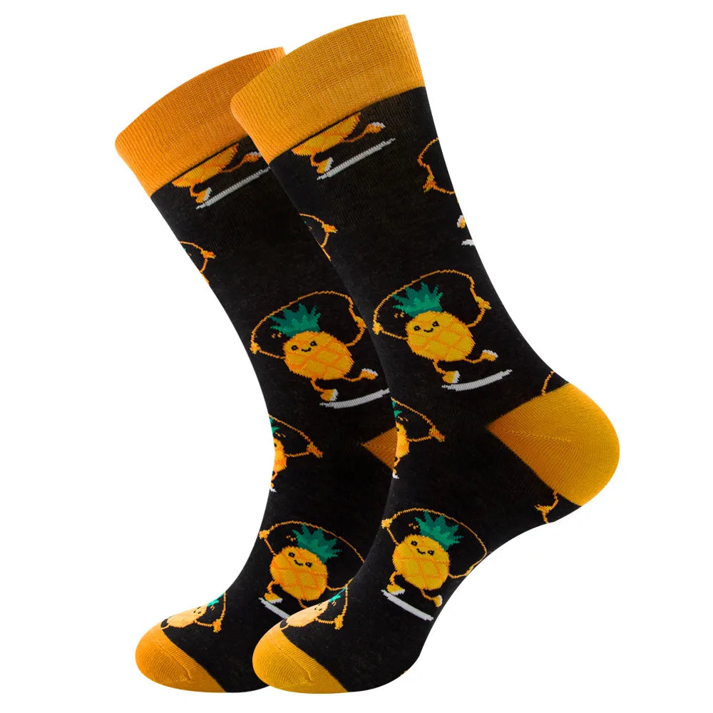 Unisex Retro Geometric Letter Astronaut Cotton Crew Socks A Pair