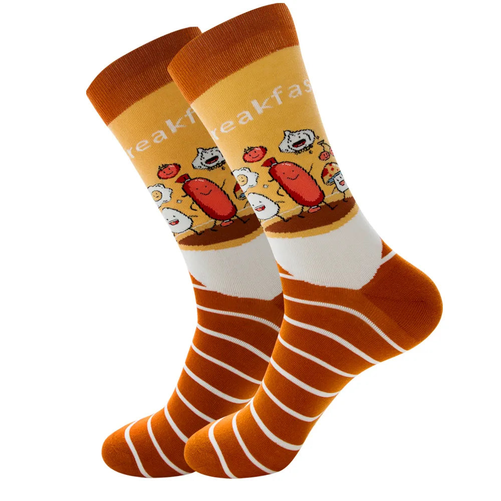 Unisex Retro Geometric Letter Astronaut Cotton Crew Socks A Pair