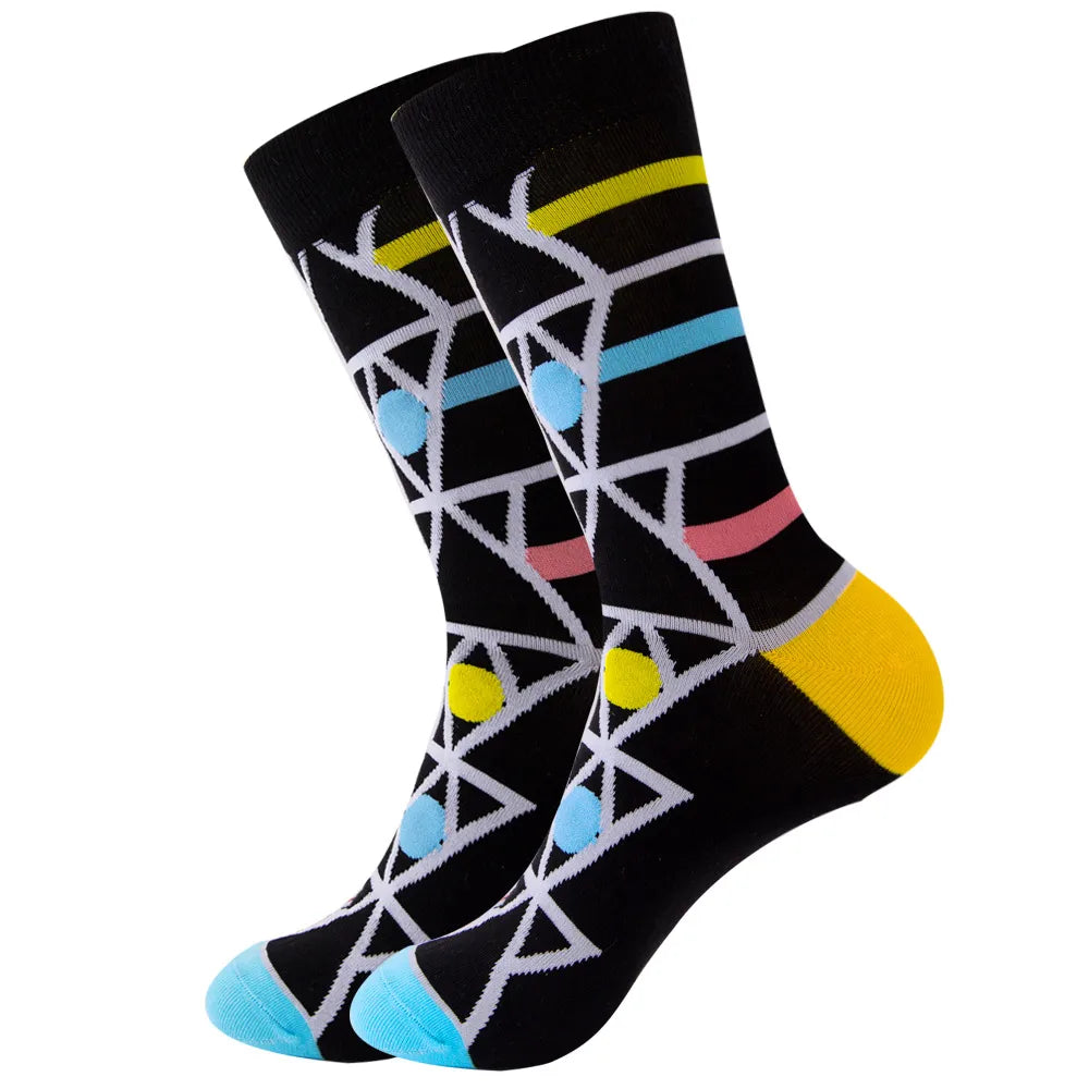 Unisex Retro Geometric Letter Astronaut Cotton Crew Socks A Pair