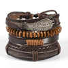 Unisex Retro Handmade Alloy And Leather Wings Bracelet