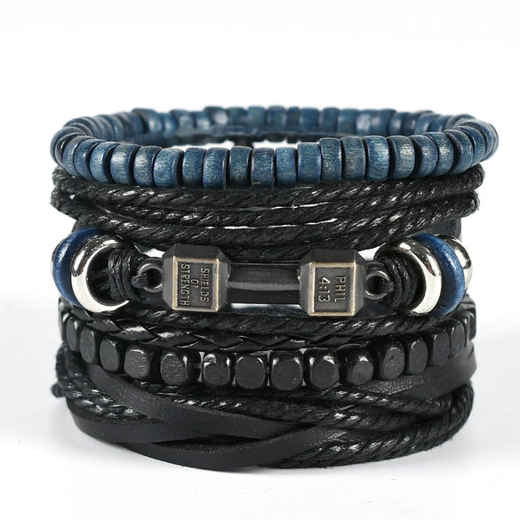 Unisex Retro Handmade Alloy And Leather Wings Bracelet