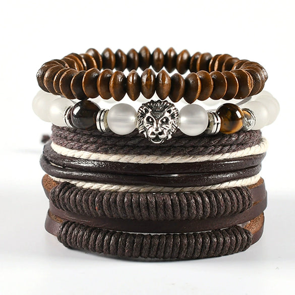 Unisex Retro Handmade Alloy And Leather Wings Bracelet