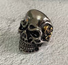 Unisex Retro Hiphop Skull And Flowers Titanium Steel Ring With Oil Treatment