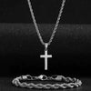 Unisex Retro Twist Chain Stainless Steel Cross Pendant Jewelry With Polishing