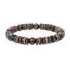 Unisex Retro Wooden And Stone Bead Bracelet Geometric Pattern Handmade