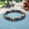 Unisex Retro Wooden And Stone Bead Bracelet Geometric Pattern Handmade