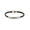Unisex Rhombus Pattern Titanium Steel Electroplated Couple Leather Bracelet Trendy Jewelry Accessories