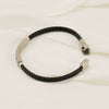 Unisex Rhombus Pattern Titanium Steel Electroplated Couple Leather Bracelet Trendy Jewelry Accessories