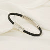 Unisex Rhombus Pattern Titanium Steel Electroplated Couple Leather Bracelet Trendy Jewelry Accessories