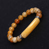 Unisex Rose Quartz Tiger Eye And Green Aventurine Stone Bracelet With Polished Finish And Distinctive Personality Style