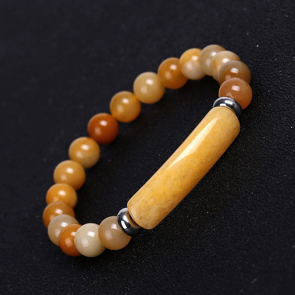 Unisex Rose Quartz Tiger Eye And Green Aventurine Stone Bracelet With Polished Finish And Distinctive Personality Style