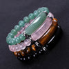 Unisex Rose Quartz Tiger Eye And Green Aventurine Stone Bracelet With Polished Finish And Distinctive Personality Style