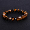 Unisex Rose Quartz Tiger Eye And Green Aventurine Stone Bracelet With Polished Finish And Distinctive Personality Style