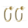 Unisex S925 Sterling Silver Oval Ear Buckle Earrings In Cold Metal Style With Geometric Design And Electroplating