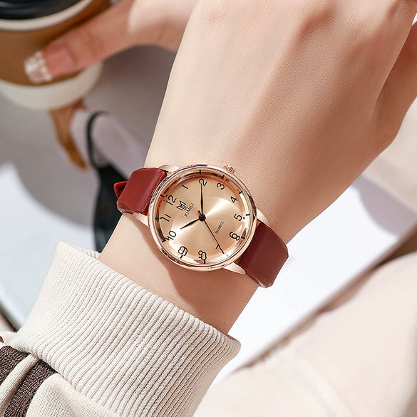 Unisex Silicone Alloy Iron Plain Glass Mirror Round Quartz Student Watch Leisure Style Spiral Crown Pin Buckle