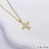 Unisex Simple Fashion Jewelry Copper Airplane Shape Pendant Necklace With Electroplating And Mixed Gemstone Setting