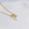 Unisex Simple Fashion Necklace Copper Electroplating Mixed Gemstone Setting O Word Chain Pendant Jewelry