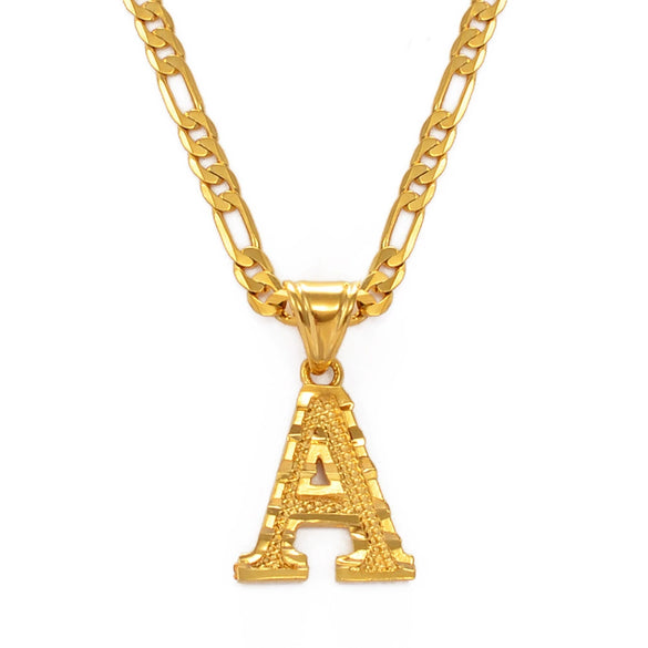 Unisex Simple Punk Cuban Letter Necklace Electroplated Copper Water Wave Chain Alphabet Pendant Necklace
