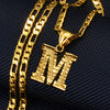 Unisex Simple Punk Cuban Letter Necklace Electroplated Copper Water Wave Chain Alphabet Pendant Necklace