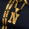 Unisex Simple Punk Cuban Letter Necklace Electroplated Copper Water Wave Chain Alphabet Pendant Necklace