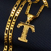Unisex Simple Punk Cuban Letter Necklace Electroplated Copper Water Wave Chain Alphabet Pendant Necklace