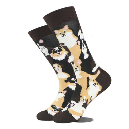 Unisex Simple Style Cat Watermelon Cotton Crew Socks A Pair