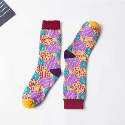 Unisex Simple Style Multicolor Cotton Crew Socks A Pair