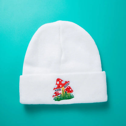 Unisex Simple Style Mushroom Embroidery Eaveless Wool Cap