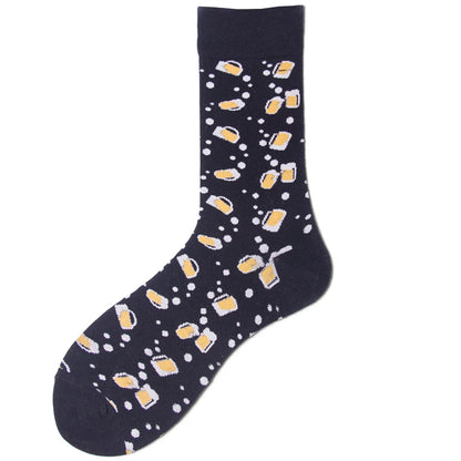 Unisex Simple Style Oil Painting Cotton Crew Socks A Pair