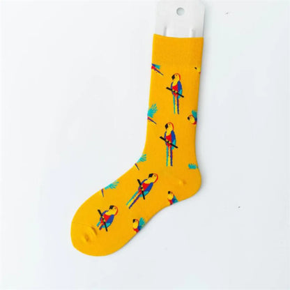 Unisex Simple Style Oil Painting Cotton Crew Socks A Pair