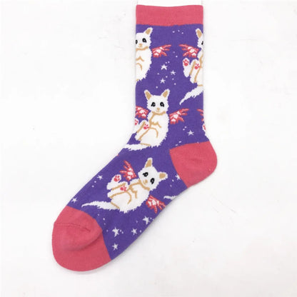 Unisex Simple Style Oil Painting Cotton Crew Socks A Pair