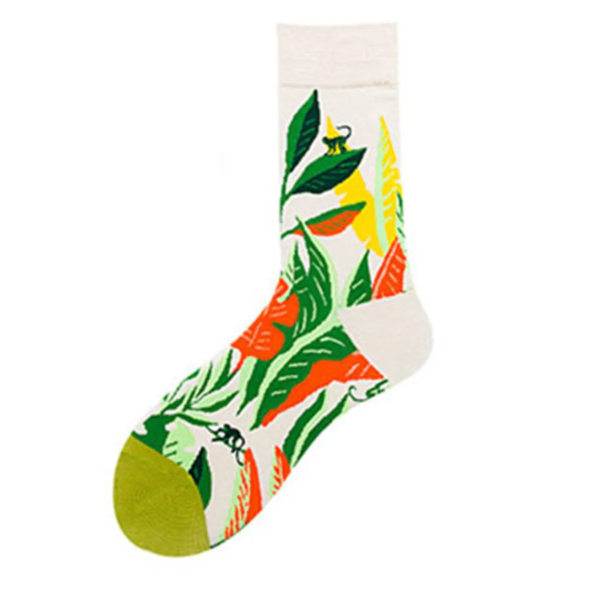 Unisex Simple Style Oil Painting Cotton Crew Socks A Pair