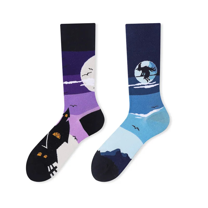 Unisex Simple Style Rabbit Skull Cotton Crew Socks A Pair