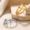 Unisex Snake Four Awn Star Leaf Shape Ring Electroplated With Crown Heart Shape Letters Numbers Text Pattern