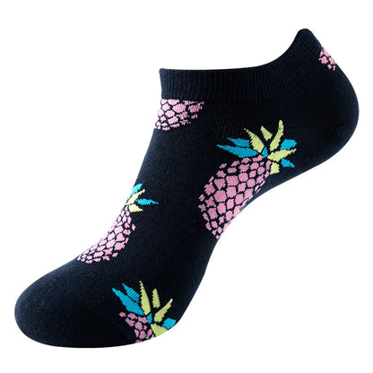 Unisex Sports Cartoon Fruit Cotton Jacquard Ankle Socks 1 Set