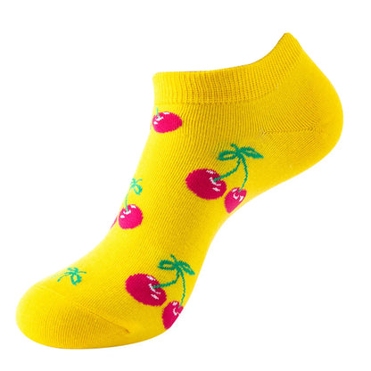 Unisex Sports Cartoon Fruit Cotton Jacquard Ankle Socks 1 Set